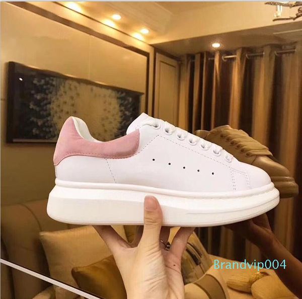 

2019 luxury designer men casual shoes womens fashion sneakers trainers white leather platform shoes t16, Black