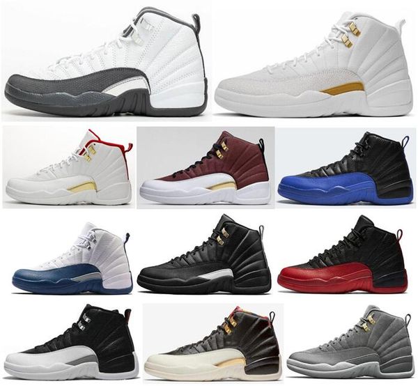 

new 12s dark grey game royal fiba game ball ovo white playoff men basketball shoes 12 blue french blue cny sneakers with box