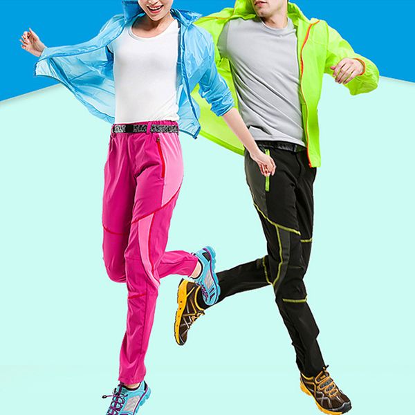 

2019 summer solid color men women couples quick-drying pants slim hiking outdoor sports stretch slim trousers hiking claming, Black;green