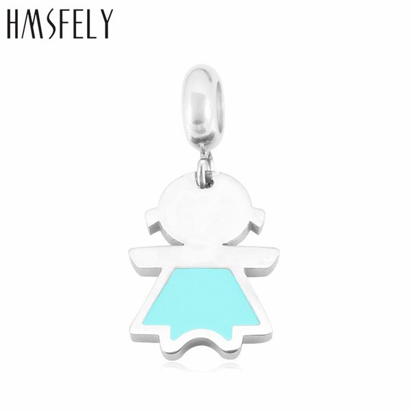 

hmsfely 316l stainless steel little boy girl pendant accessories tags for diy charm bracelet necklace jewelry making accessories, Bronze;silver