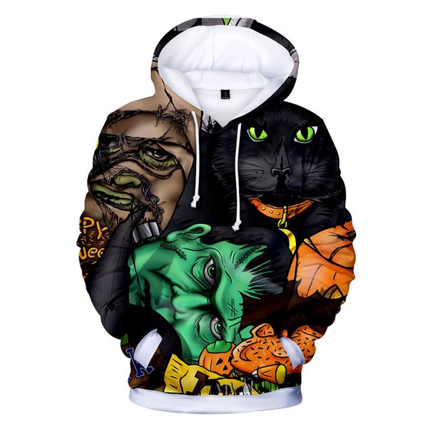 

halloween lover 3d print hoodies men/women sweatshirt slim fit hooded 3d brand hip hop clothing cap hoody jacket xxs-4xl, Black