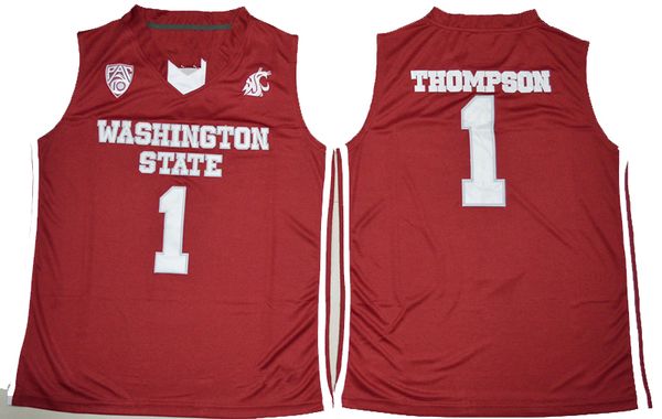 

2019 new 1 klay ncaa thomp on wa hington cougar college ba ketball jer ey embroidery titched red xxl for men