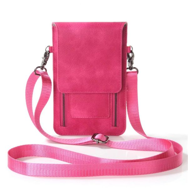 

pu leather woman men solid phone bags fashion travel outdoor sport shoulder bag earphone pack double zipper crossbody bag