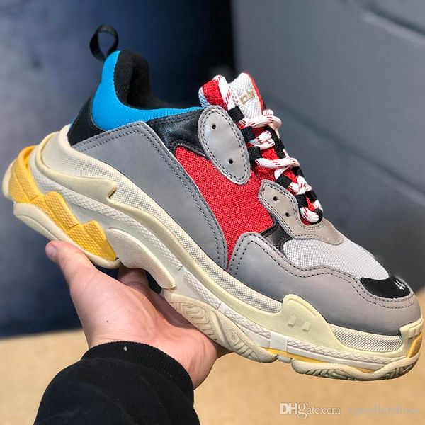 

2019 fashion designer triple s sneakers for men women black red white green casual dad shoes tennis increasing shoe size 36-45