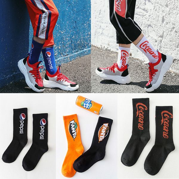 

6 styles new sock pepsi cola fanta print men women's fashion funny stockings warm socks designer socks dhl jy470, Pink;yellow