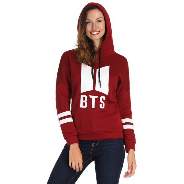 

BTS Letter Printed Letter Casual Harajuku Autumn and Winter Fleece Pullover Thick Loose Hoodies Women Sweatshirt
