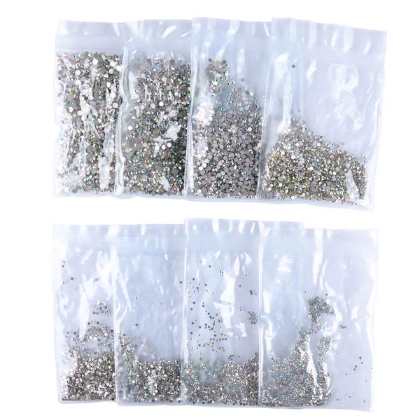 

1bag/set(1440pcs) crystal ab glitter 3d nail rhinestone non ix flatback glass stone diy silver nails art decorations, Silver;gold