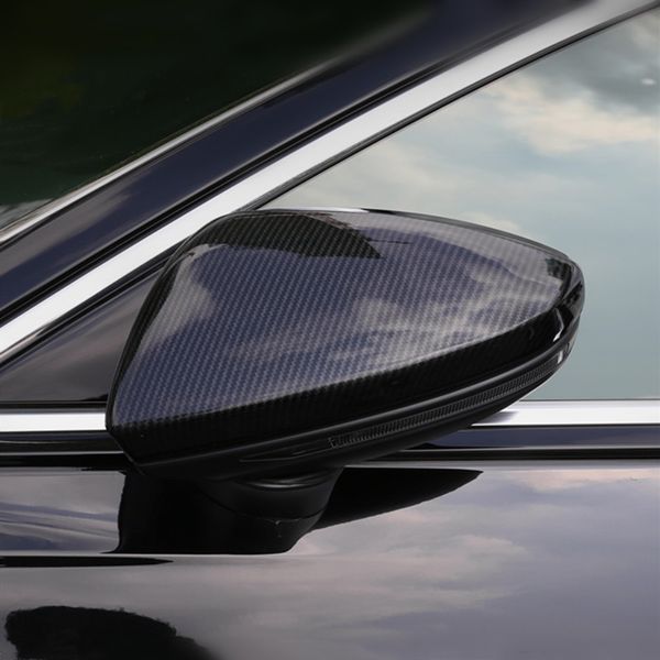Carbon Faser Farbe Auto Styling Tür Spiegel Dekorative Rahmen Trim Für Audi A6 C8 2019 LHD Außen Seite Rückspiegel abdeckungen