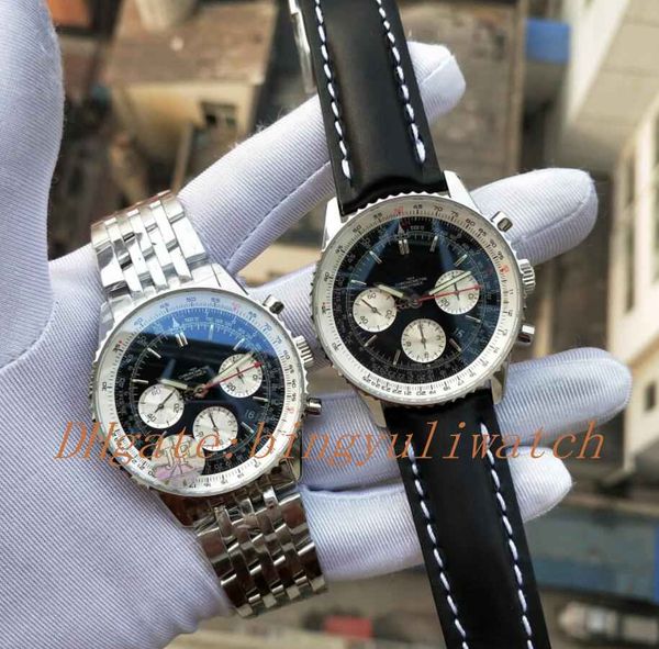 

luxury factory watch 43mm black face aviation timing 1 series ab012012.bb01.435x.a20ba.1 eta 7750 movement chronograph fashion mens watches, Slivery;brown