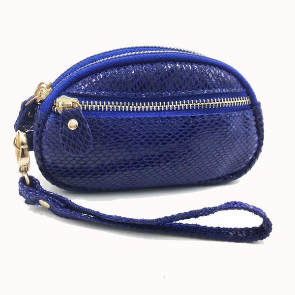 

cowhide blue frosted zipper nylon dark blue leather women's bag