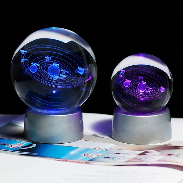 

6cm laser engraved solar system ball 3d miniature planets model sphere glass globe ornament home decor gift for astrophile