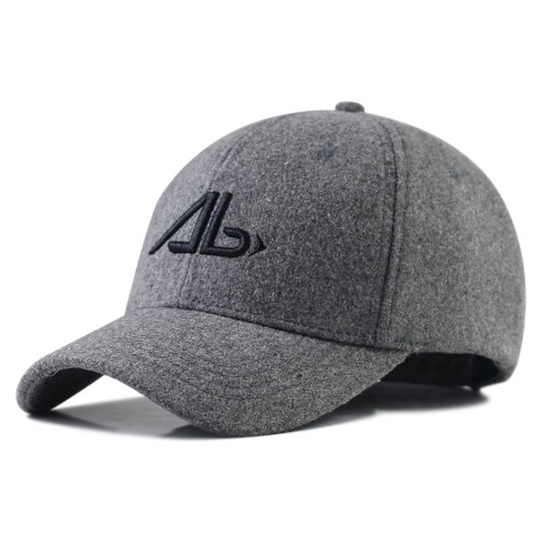 

57-62cm 61-68cm big head man large size wool baseball hats male winter outdoors plus size felt sport caps, Blue;gray