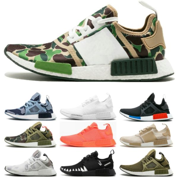 

2019 r1 oreo runner primeknit og triple black white camo running shoes mens womens runners xr1 sports shoe size 36-45