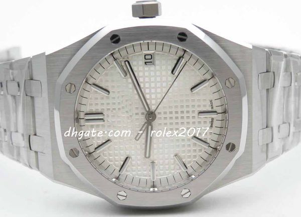 

men's products classic series royal 41mm 15500 om factory white checkered dial markers calibre 4302 men automatic watch, Slivery;brown