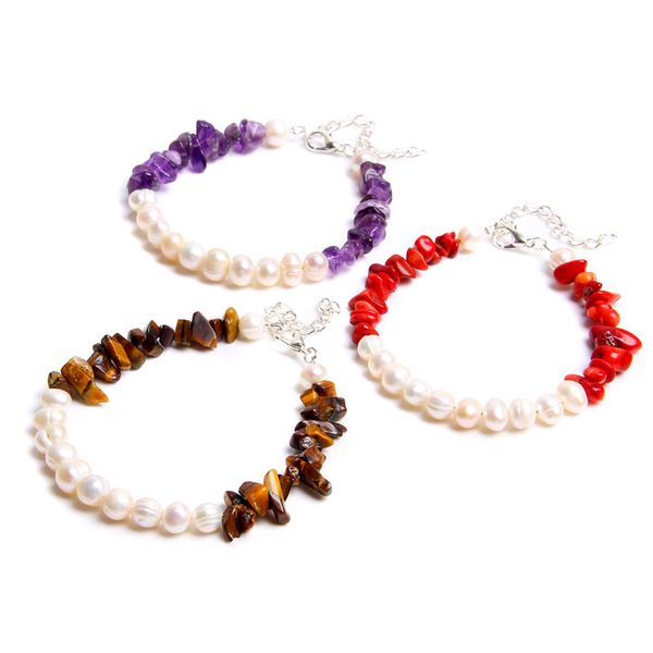 

real natural freshwater baroque pearl bracelets & bangles for women crystal beads jewelry gift handmade fashion women pulseras, Black