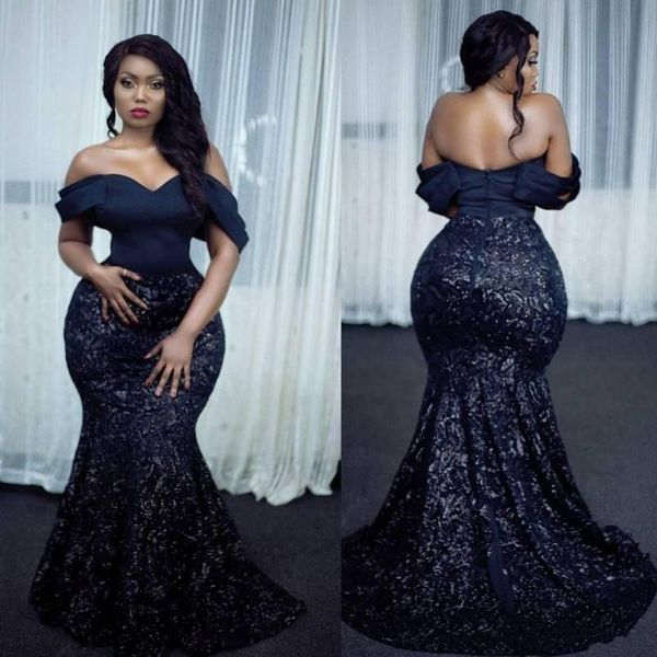 

mermaid plus size 2019 evening dresses off the shoulder sweetheart sequined prom gowns sweep train formal dress, Black;red