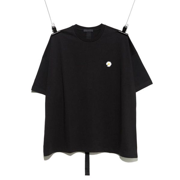 

20ss summer daisy embroidery tee high street skateboard short sleeves casual hip hop t-shirt men women breathable tee oversize hfymtx770, White;black