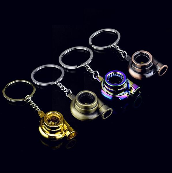 

real whistle sound turbo keychain sleeve bearing spinning auto part model turbine turbocharger key chain ring keyfob keyring ing, Silver