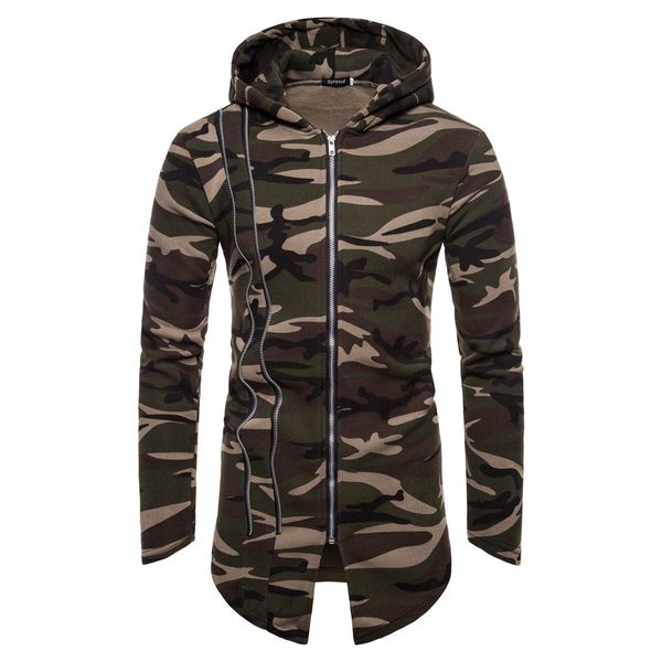

men's coat long jackets plus size fashion sportswear men windbreaker outerwear branch army green camouflage print man clothes, Black