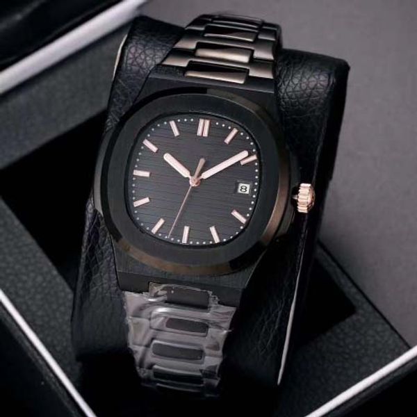 

new black color mens luxury watches automatic movement glide sooth second hand sapphire glass mens wristwatch wholesale, Slivery;brown