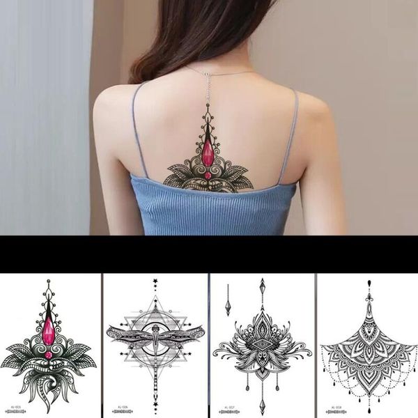 Acheter étanche Taille Temporaire Bijoux Guirlande Fleurs Faux Autocollant De Tatouage Horloge Fleur Poitrine Autocollants De Tatouage Pour Les Femmes
