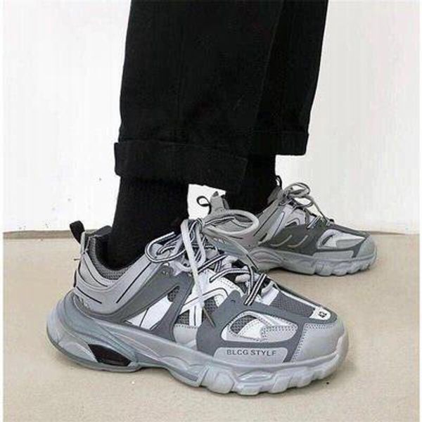 

2020 new men chunky sneakers lace-up flat casual hip hop shoes platform breathable male baskest tenis footwear, Black