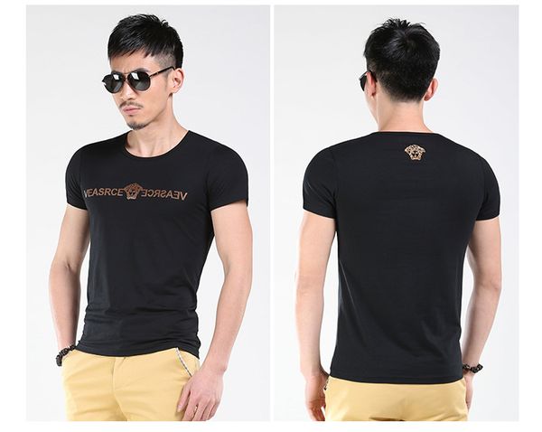 

mens short sleeve slim fit large size summer fashionable european and american wind casual style tshirts, White;black