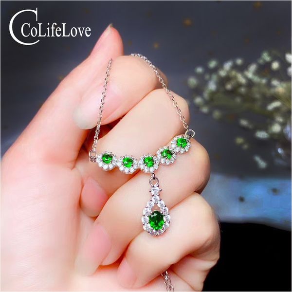 

colife jewlery 925 еѬебѬное ожеѬеле gemstone 100% нађѬалнй диопид ожеѬеле еѬлингов, Silver