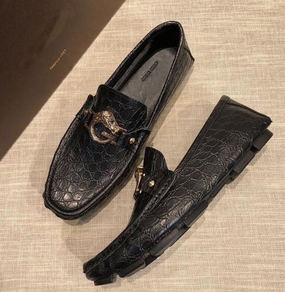 

[orignal box] luxury new g mens loafers formal slip-on gentleman wedding dress drive moccasin-gommino shoes size 38-46, Black