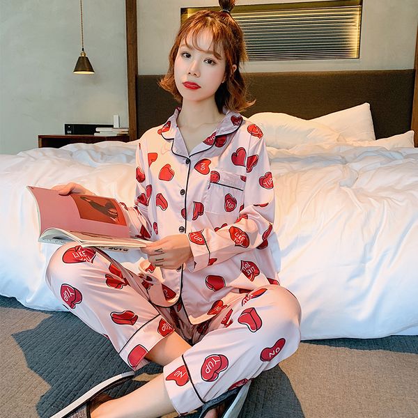 

jrmissli 2019 women pajamas sets 2 pieces satin sleepwear pijama silk sleep lounge nightwear pyjama, Blue;gray