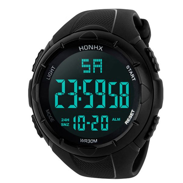 

honhx men sports watches analog double time watch alarm chrono digital led waterproof wrist watch orologi digitali, Slivery;brown