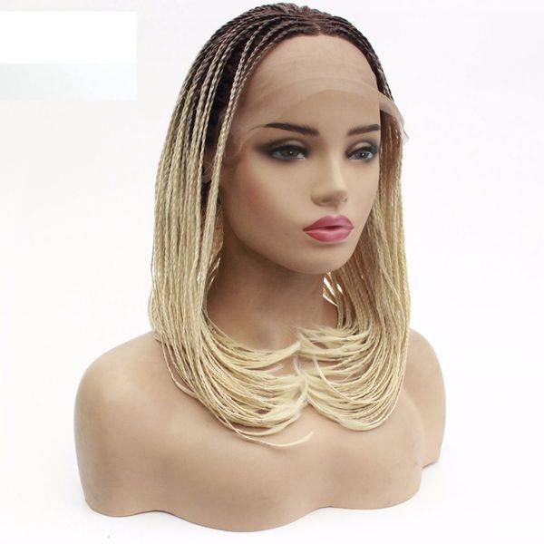 

wholesale lace front wigs with natural line bob senegalese twist wigs hand-tied part half hand-made glueless braided wigs for women, Black