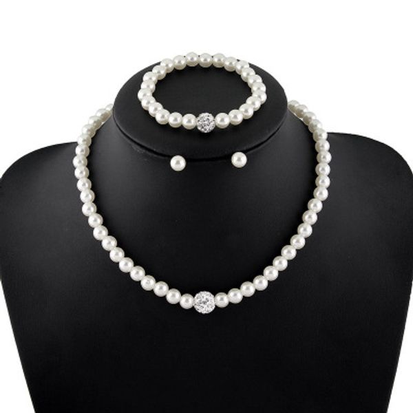 

elegant women simulated pearls jewelry set necklace / earrings / bracelets fashion jewelry for lady wedding engagement gift, Black