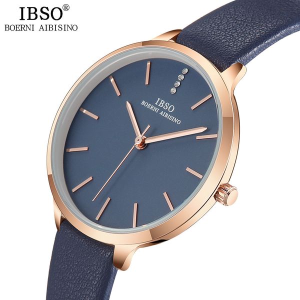 

ibso 6603 new fashion ultra-thin women wrist watches leather band rhinestone quartz watch ladies simple dress luxury reloj mujer, Slivery;brown