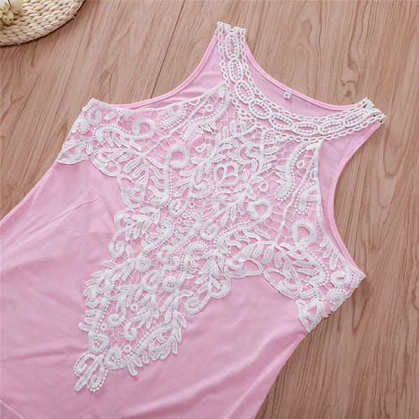 

fashion women summer loose vest ladies sleeveless lace casual tank female hollow out summer camisole new arrival, White