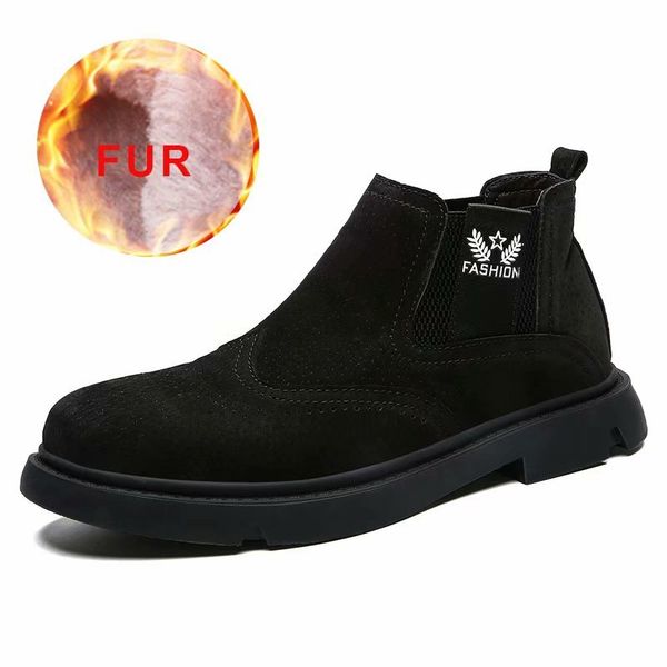 

2019 new men snow boots footwear warm plush winter shoes men waterproof breathable shoes casual slip on working fashion, Black