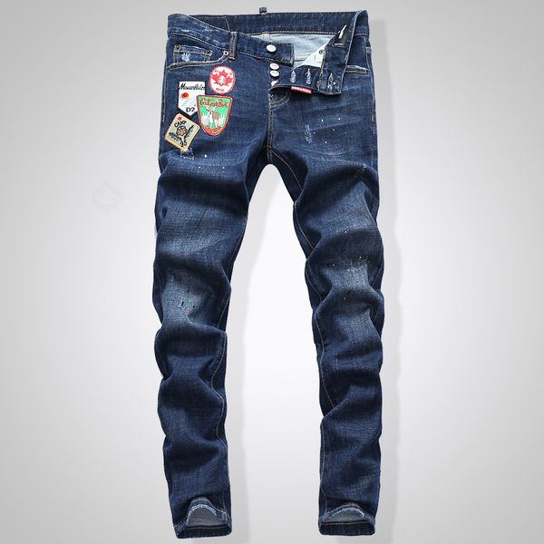 

stretch d2 jeans length of young beggars in autumn and winter, Blue