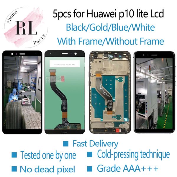 

5шт для Huawei Р10 Lite сенсорный экран ЖК-дисплей замена экрана панели дигитайзер для Huawei Р10 Lite был-LX1 был-LX1A с рамкой