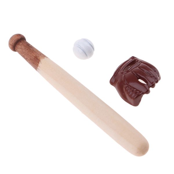 

handmade miniature 3pcs baseball & mitt set for 1/12 dolls house fairy garden accessories room items