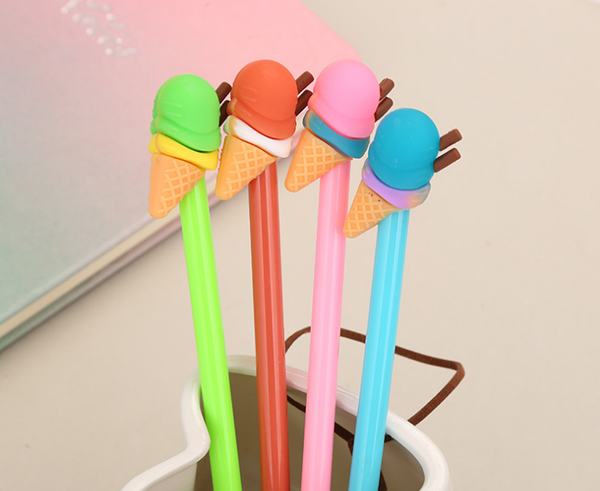 

100pcs/lot gel pen creative ice cream rubber head neutral pen0.5 mm cute students cartoon stationery writing supplies gp774