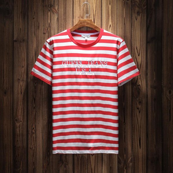

jeans usa mens striped t shirts summer fashion embroidery designer tees short sleeved clothes, White;black