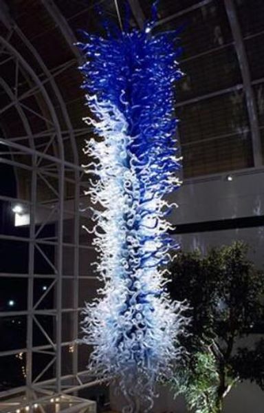 

huge ground floor cobalt blue shade color led ec ul light fixture handicraft glass art chandelier lighting and pendant lamp-girban