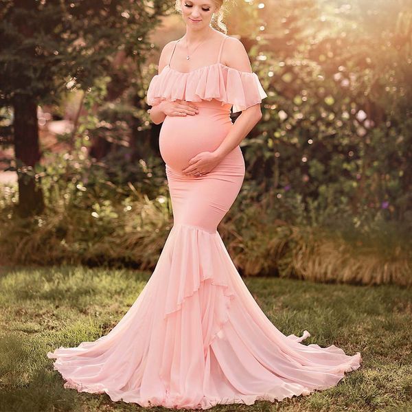 

cute long maternity pgraphy props dress short sleeve dresses for pregnant women clothes pregnancy, White