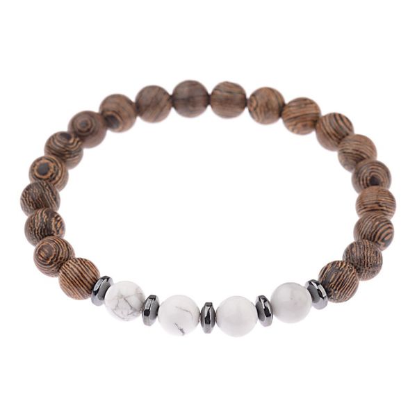 

hiyong 8mm natural wenge wood beaded elastic bracelet for woman men buddha prayer bracelet jewelry gift, Black