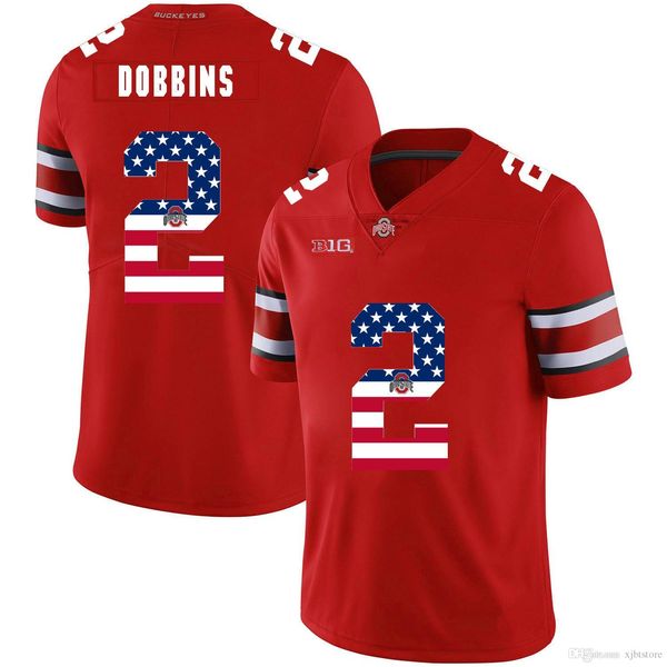 

j.k. dobbins stitched men's ohio state buckeyes j.t. barrett chris chugunov dontre wilson usa flag college football jersey, Black