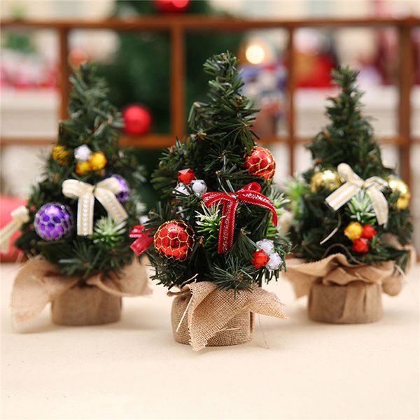 

3 pcs/lot gold purple red mini artificial christmas tree xmas home living room bedroom christmas decoration products supplies
