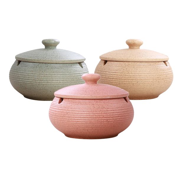 

3pcs ashtray ceramic ashtrays with lid windproof ash holder