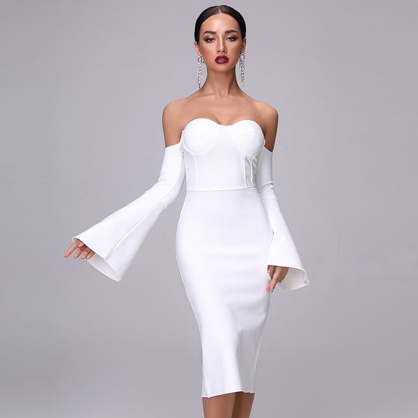 

women clothes designer dress new summer women elegant white black dresses flare sleeve midi evening party dress vestidos, Black;gray