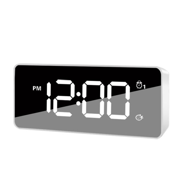 

mirror led charging digital alarm clock with snooze mode & sound control backlight