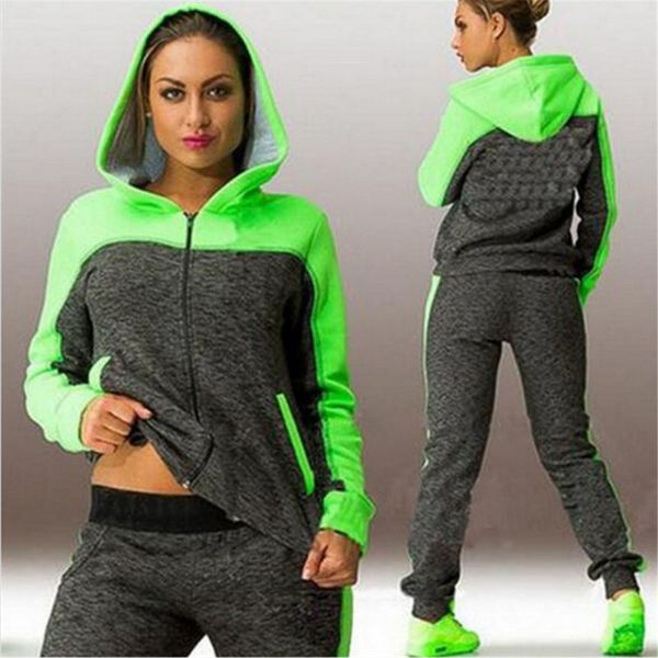 

hooded suit set tracksuits women clothes sportswear fitness workout set women clothing 4xl, Black